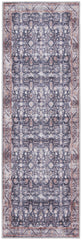 6' Blue and Ivory Oriental Power Loom Distressed Washable Non Skid Runner Rug