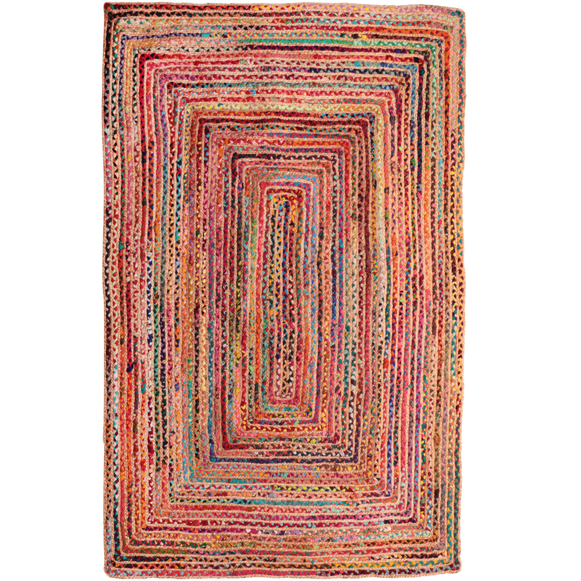 8' x 10' Tan Geometric Hand Braided Area Rug