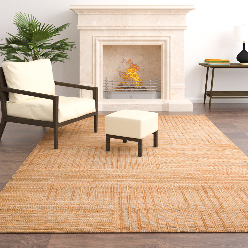 8' x 10' Brown Striped Hand Woven Area Rug