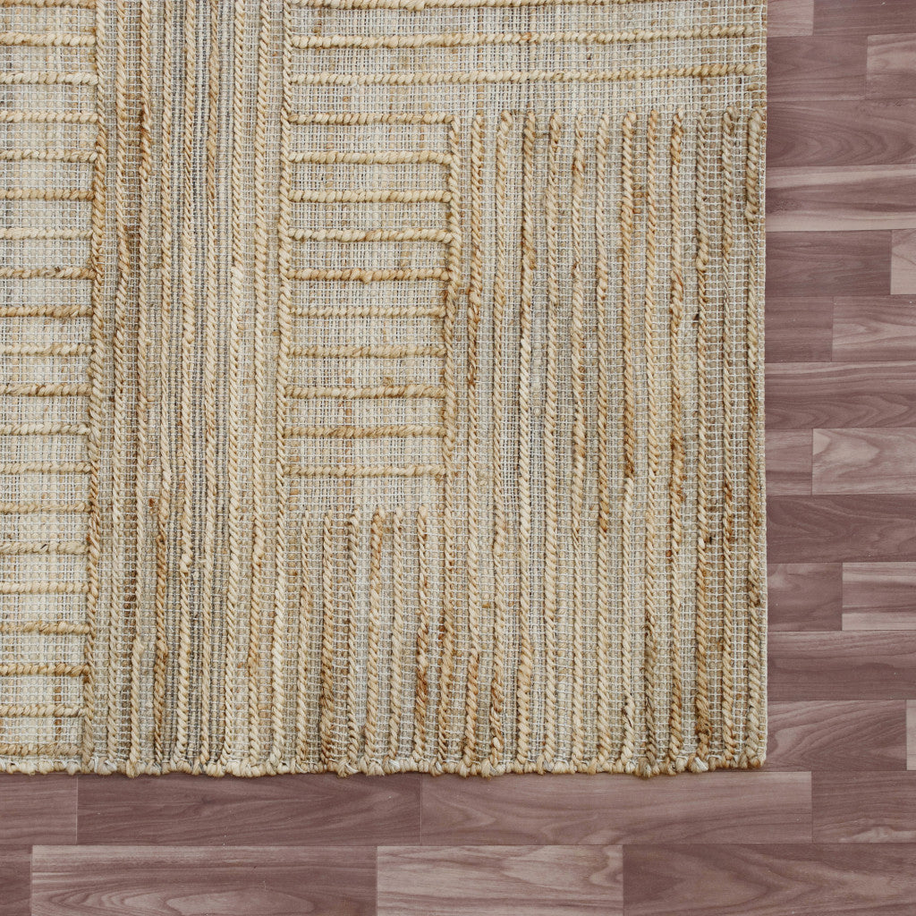 8' x 10' Brown Striped Hand Woven Area Rug