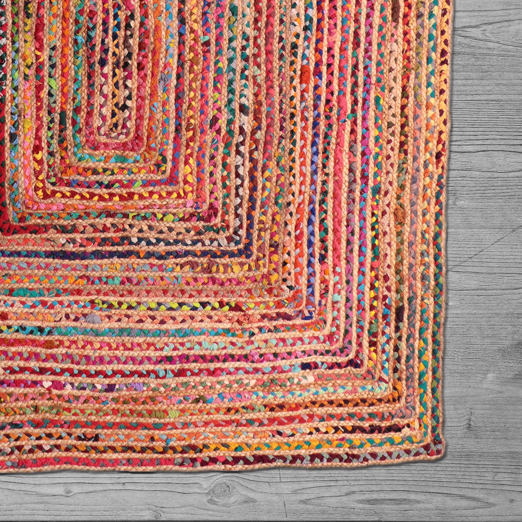 5' x 7' Tan Geometric Hand Braided Area Rug