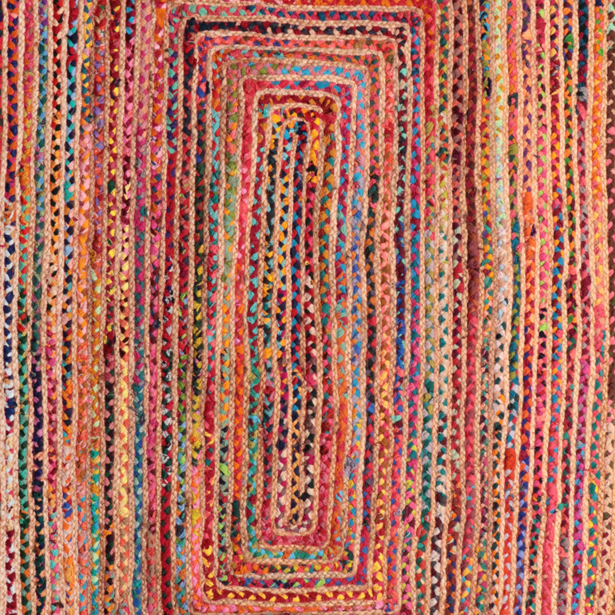 5' x 7' Tan Geometric Hand Braided Area Rug