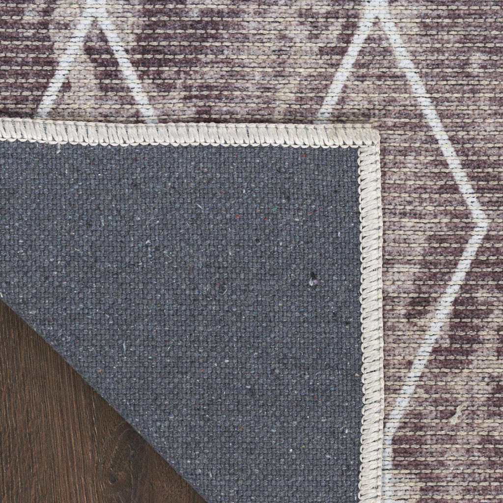 6' x 9' Brown and Ivory Geometric Power Loom Washable Area Rug