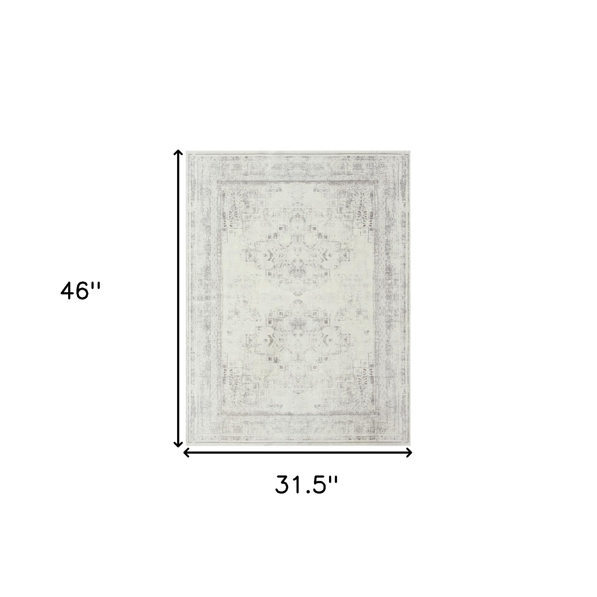 2' x 3' Gray Medallion Washable Non Skid Area Rug