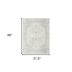 2' x 3' Gray Medallion Washable Non Skid Area Rug