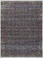 5' x 7' Blue and Brown Oriental Power Loom Distressed Washable Non Skid Area Rug