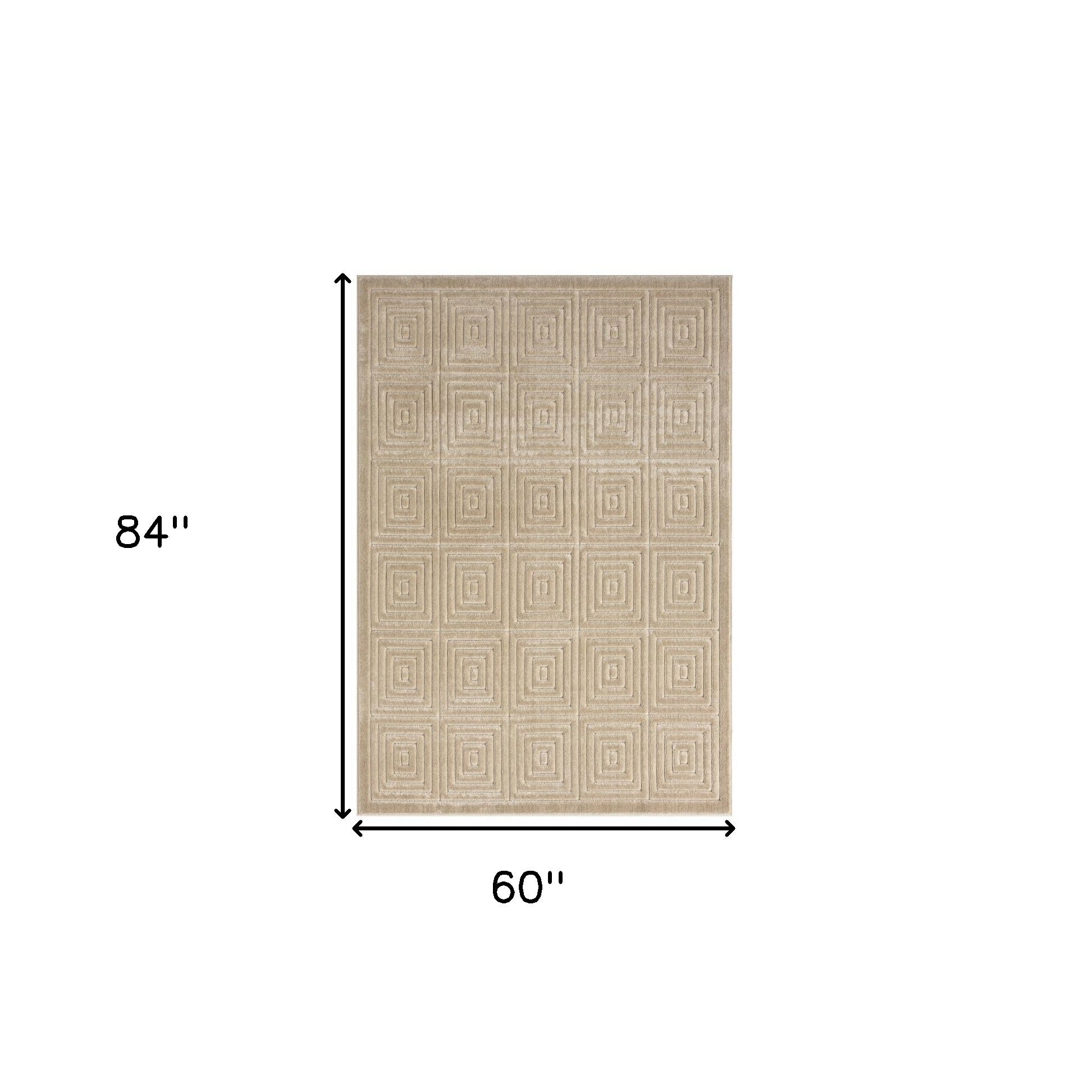 5' x 7' Beige Geometric Area Rug