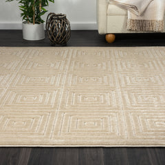 5' x 7' Beige Geometric Area Rug