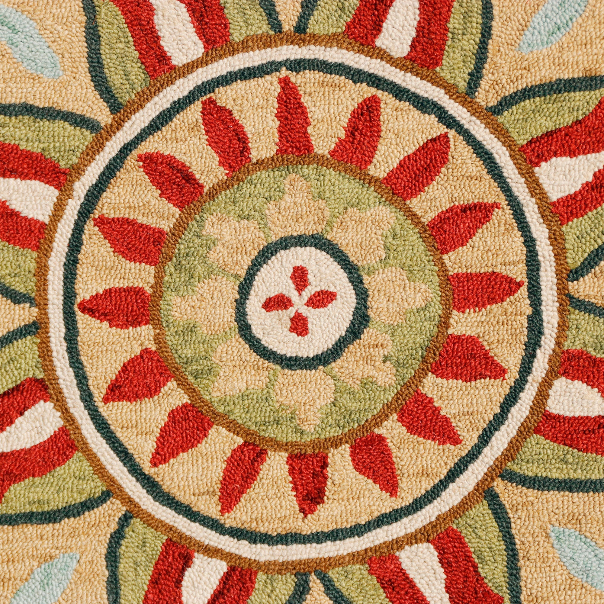 4' Red Round Wool Floral Hand Tufted Area Rug
