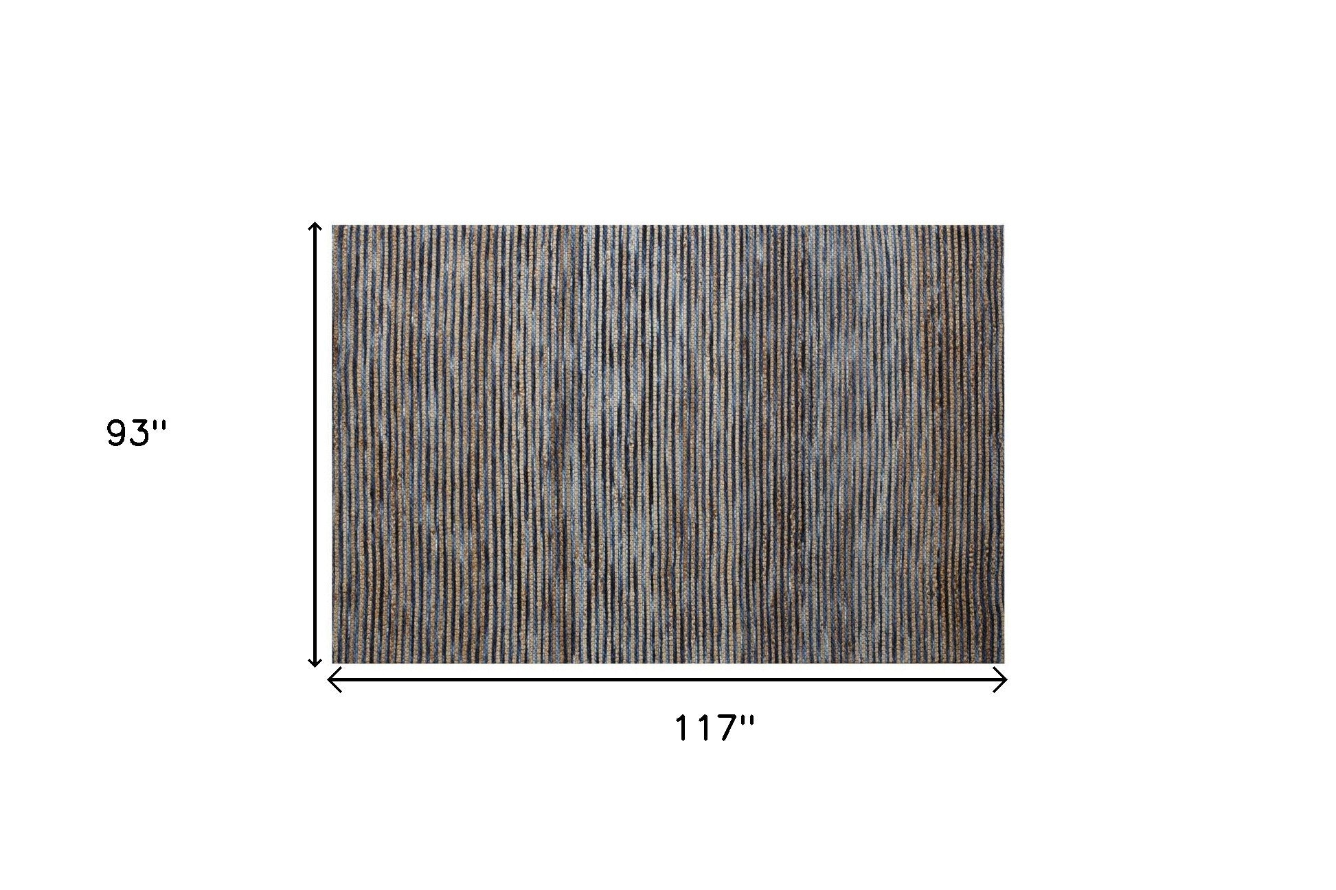 8' x 10' Blue Striped Hand Woven Area Rug
