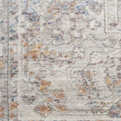 5' x 8' Brown and Blue Oriental Power Loom Distressed Area Rug With Fringe