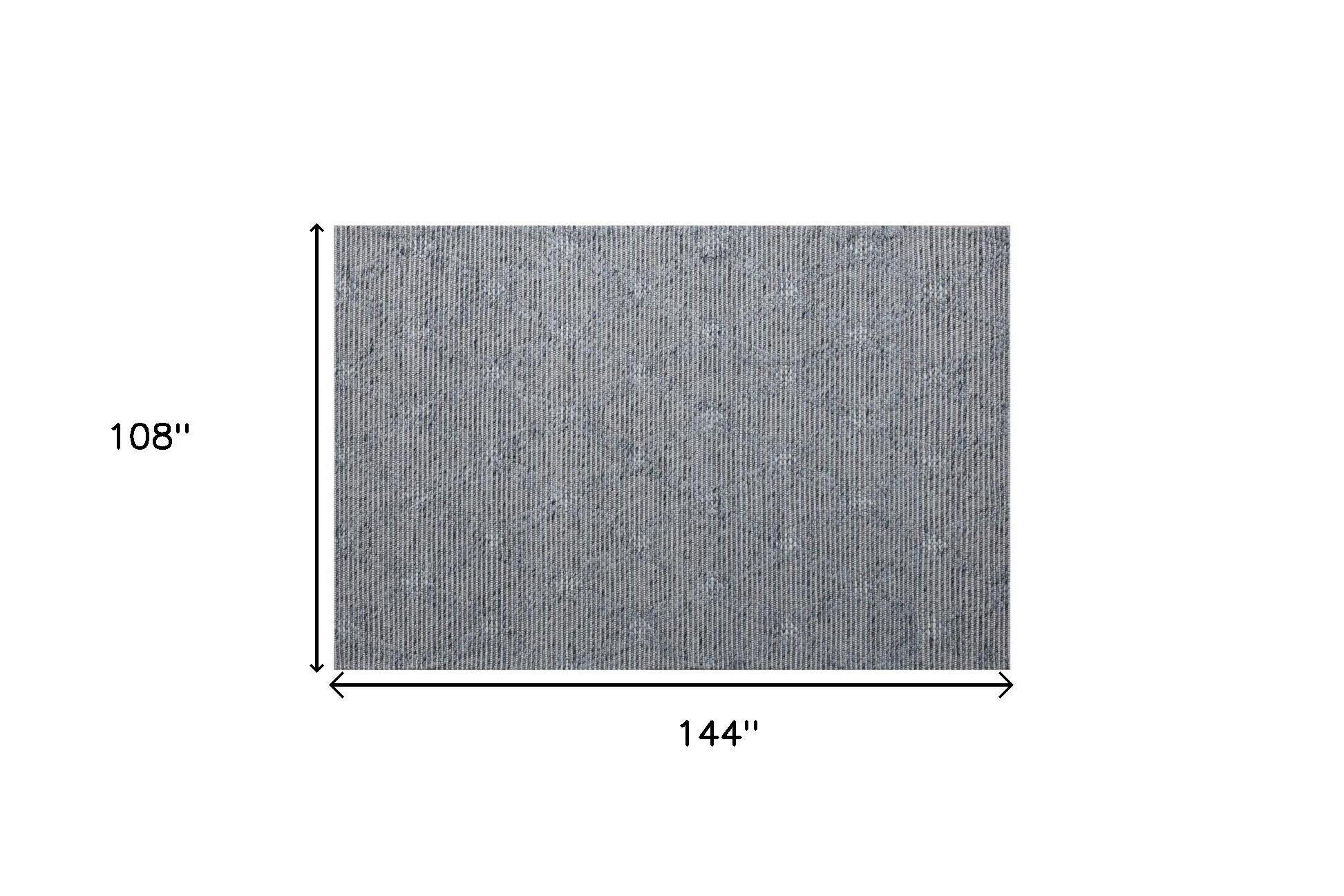 9' x 12' Blue Wool Geometric Hand Woven Area Rug