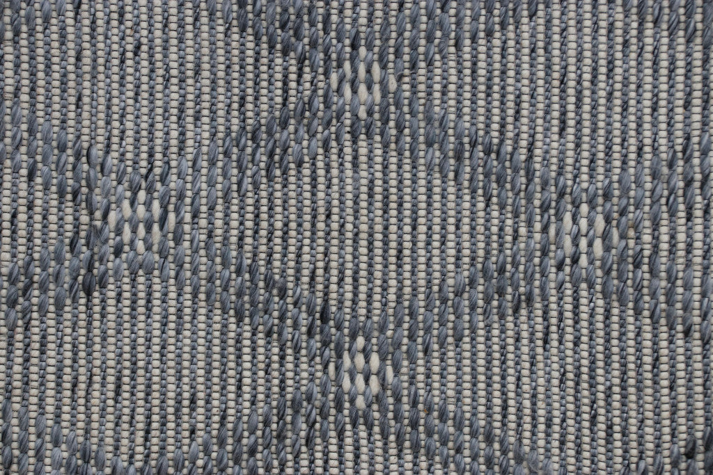 9' x 12' Blue Wool Geometric Hand Woven Area Rug