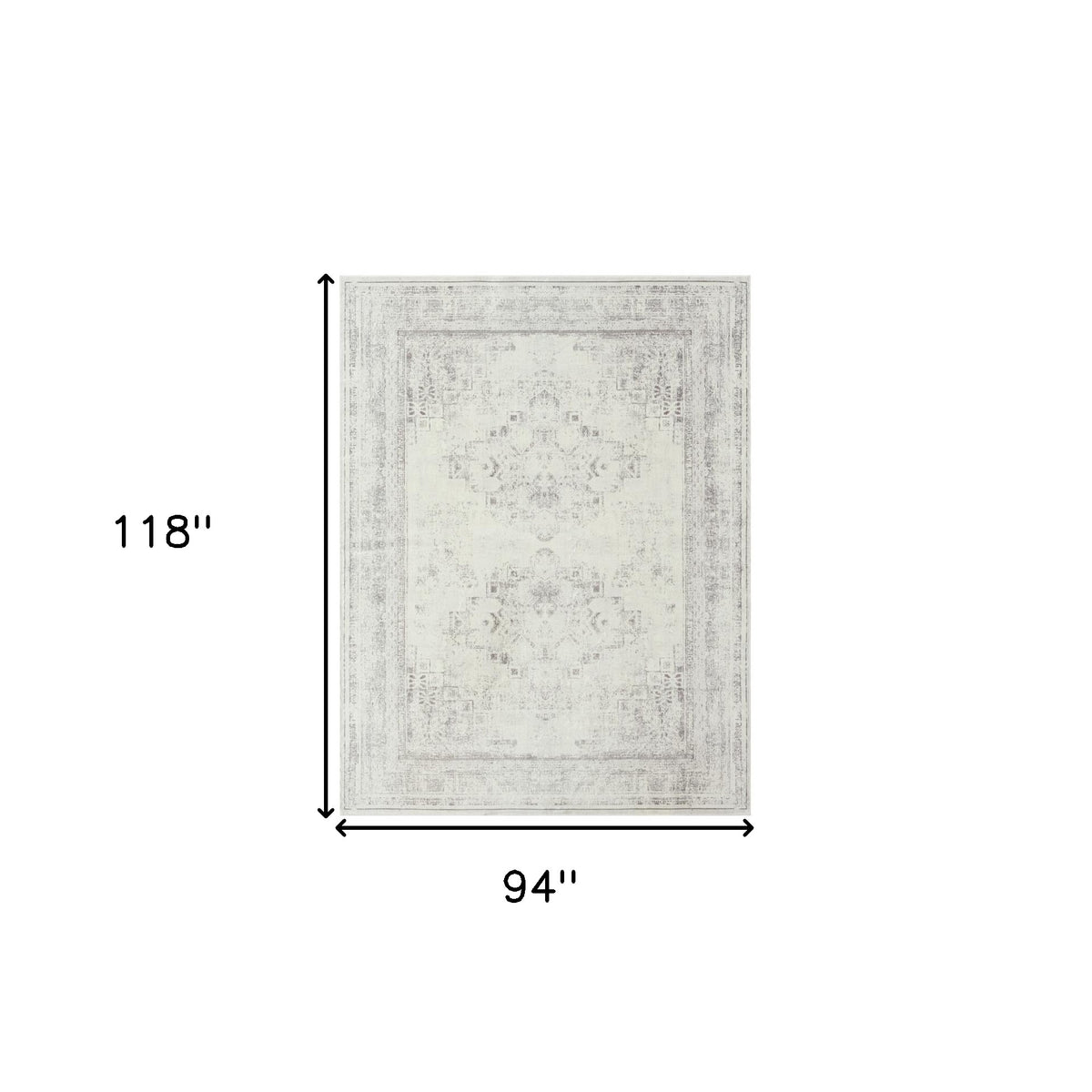 8' x 10' Gray Medallion Washable Non Skid Area Rug