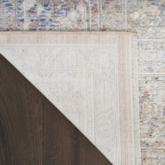 12' Brown and Blue Oriental Power Loom Distressed Runner Rug