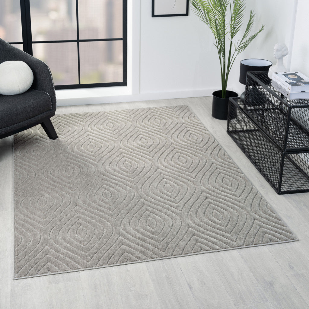 8' x 10' Gray Trellis Area Rug