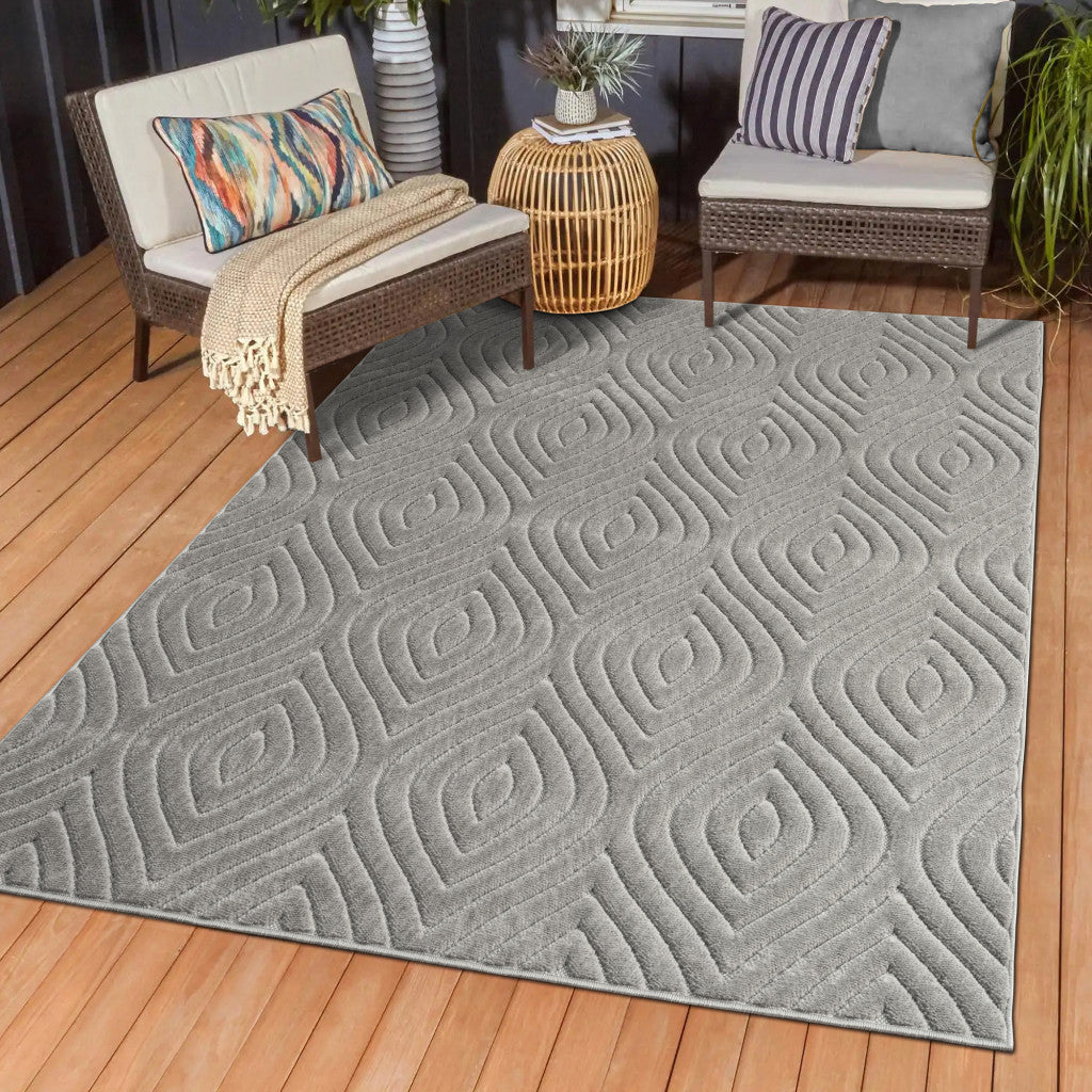 8' x 10' Gray Trellis Area Rug