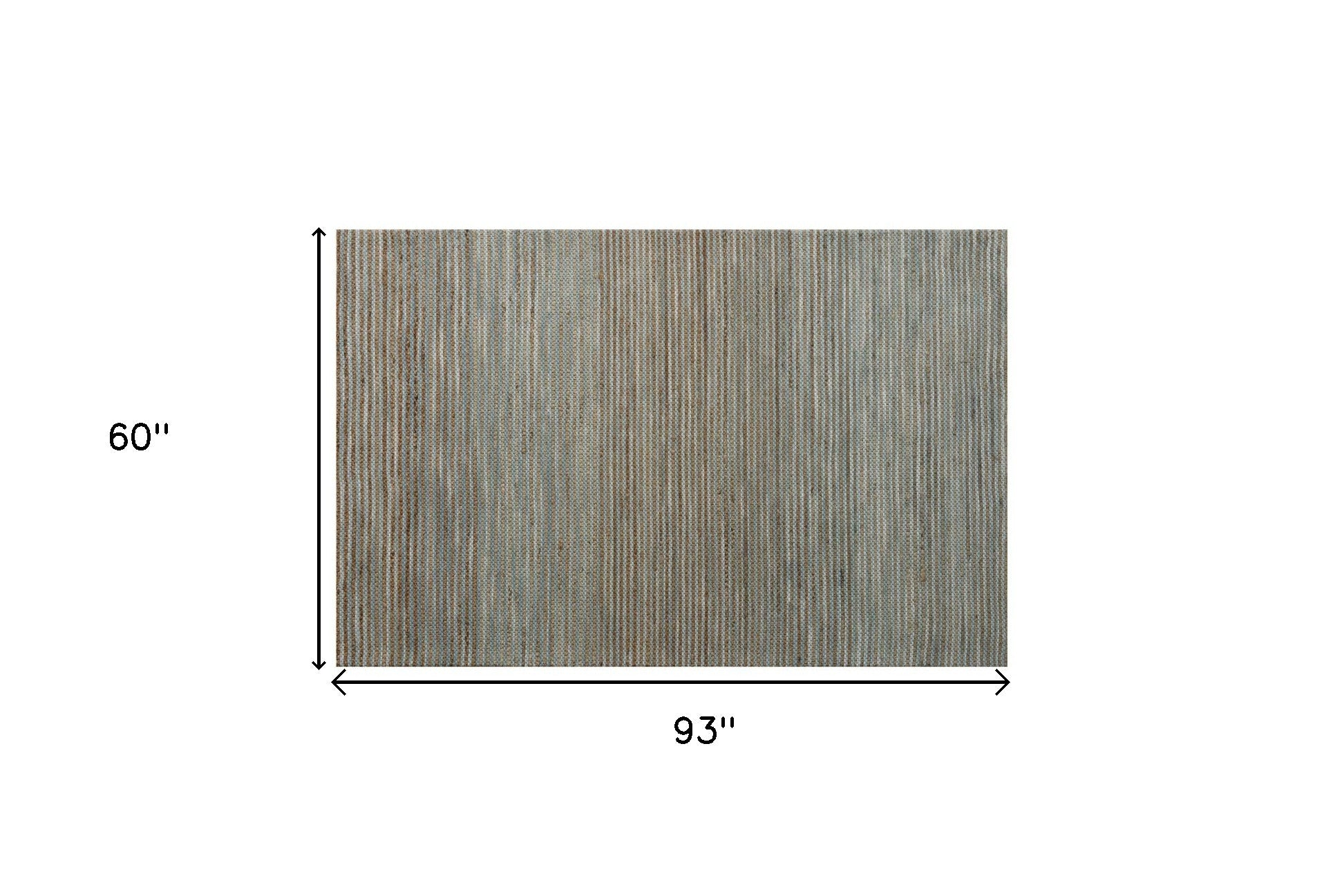 5' x 7' Blue Striped Hand Woven Area Rug