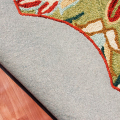 6' X 6' Orange Round Wool Floral Hand Tufted Area Rug