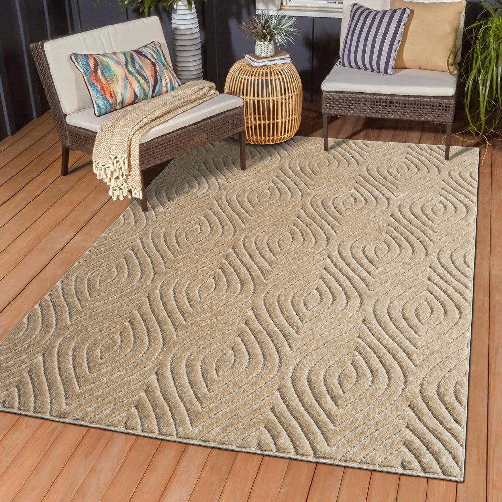 8' x 10' Beige Trellis Area Rug