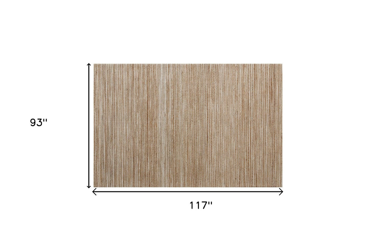 8' x 10' Beige Striped Hand Woven Area Rug