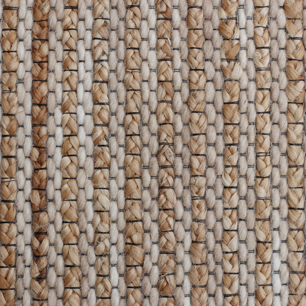 8' x 10' Beige Striped Hand Woven Area Rug