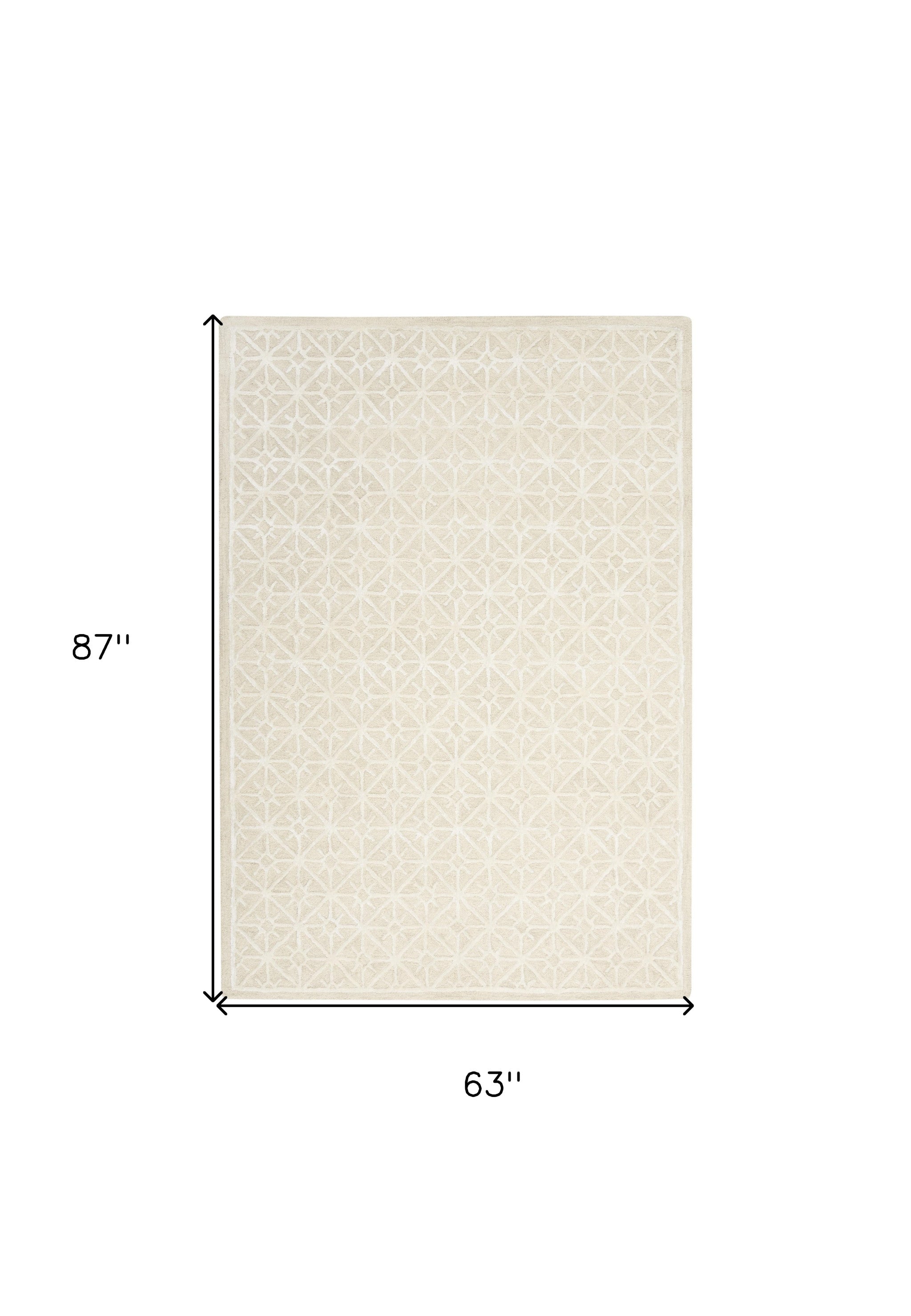 5' x 7' Brown and Ivory Geometric Hand Tufted Area Rug