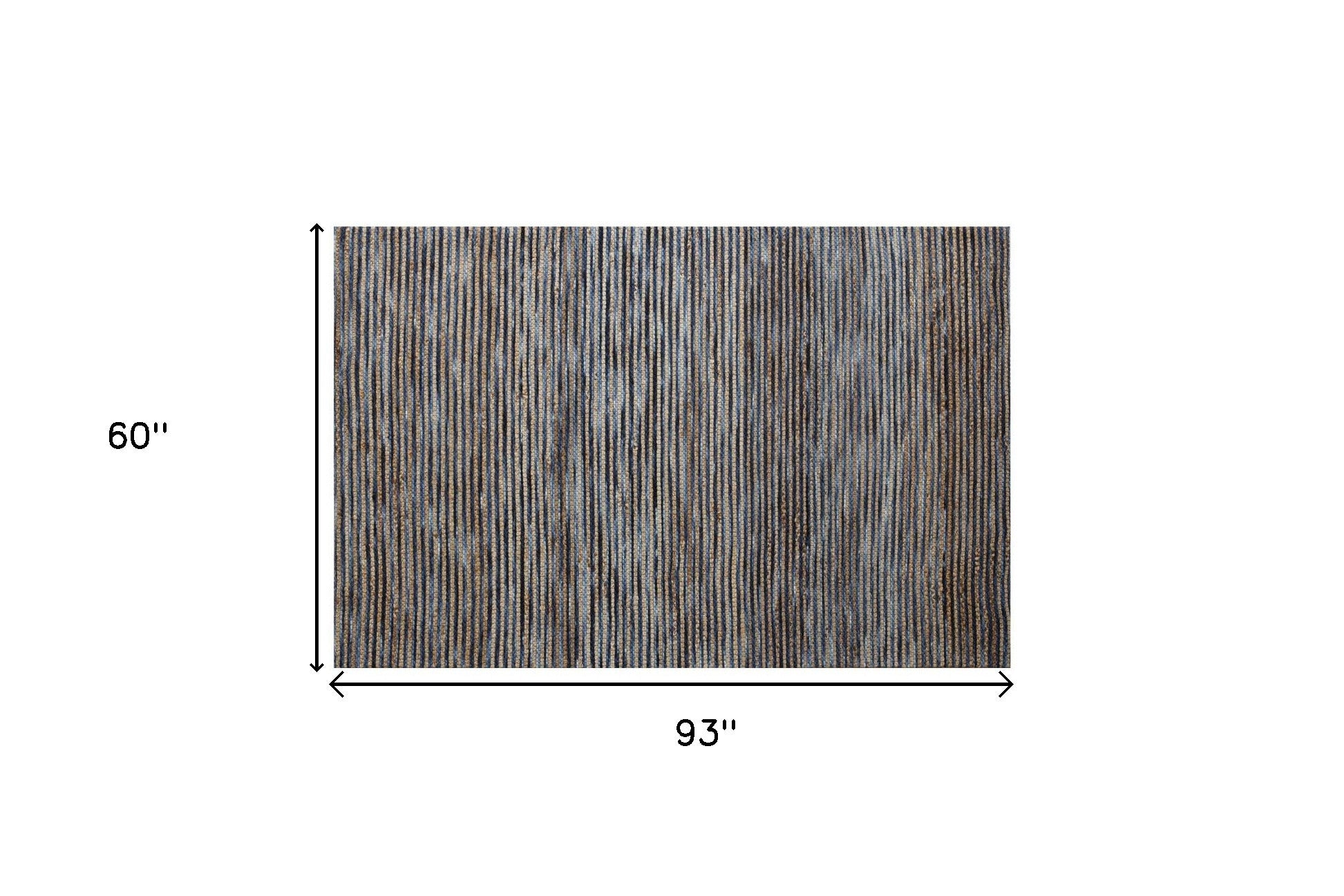 5' x 7' Blue Striped Hand Woven Area Rug