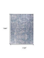 9' x 12' Blue and Gray Geometric Power Loom Washable Area Rug