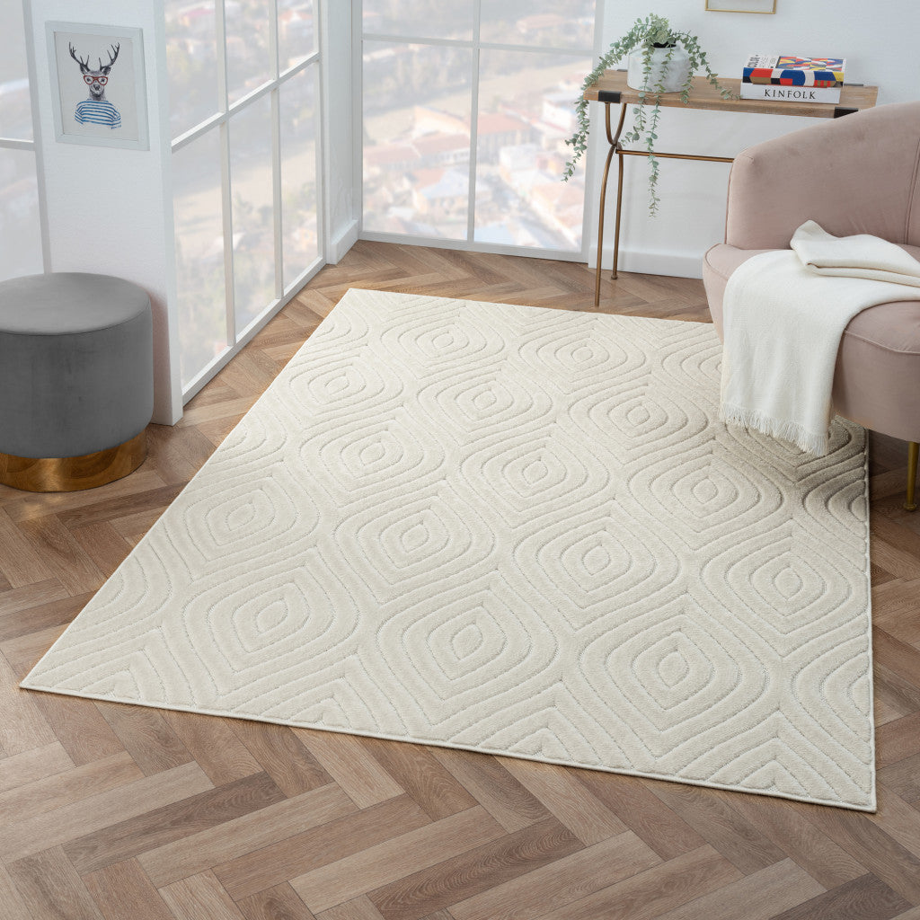 8' x 10' Ivory Trellis Area Rug