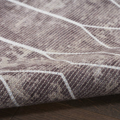 8' x 10' Brown and Ivory Geometric Power Loom Washable Area Rug