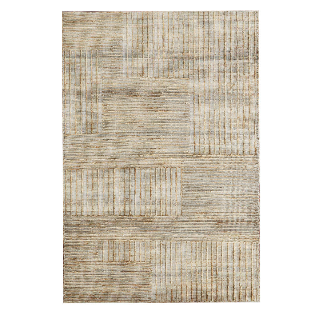 5' x 8' Brown Striped Hand Woven Area Rug