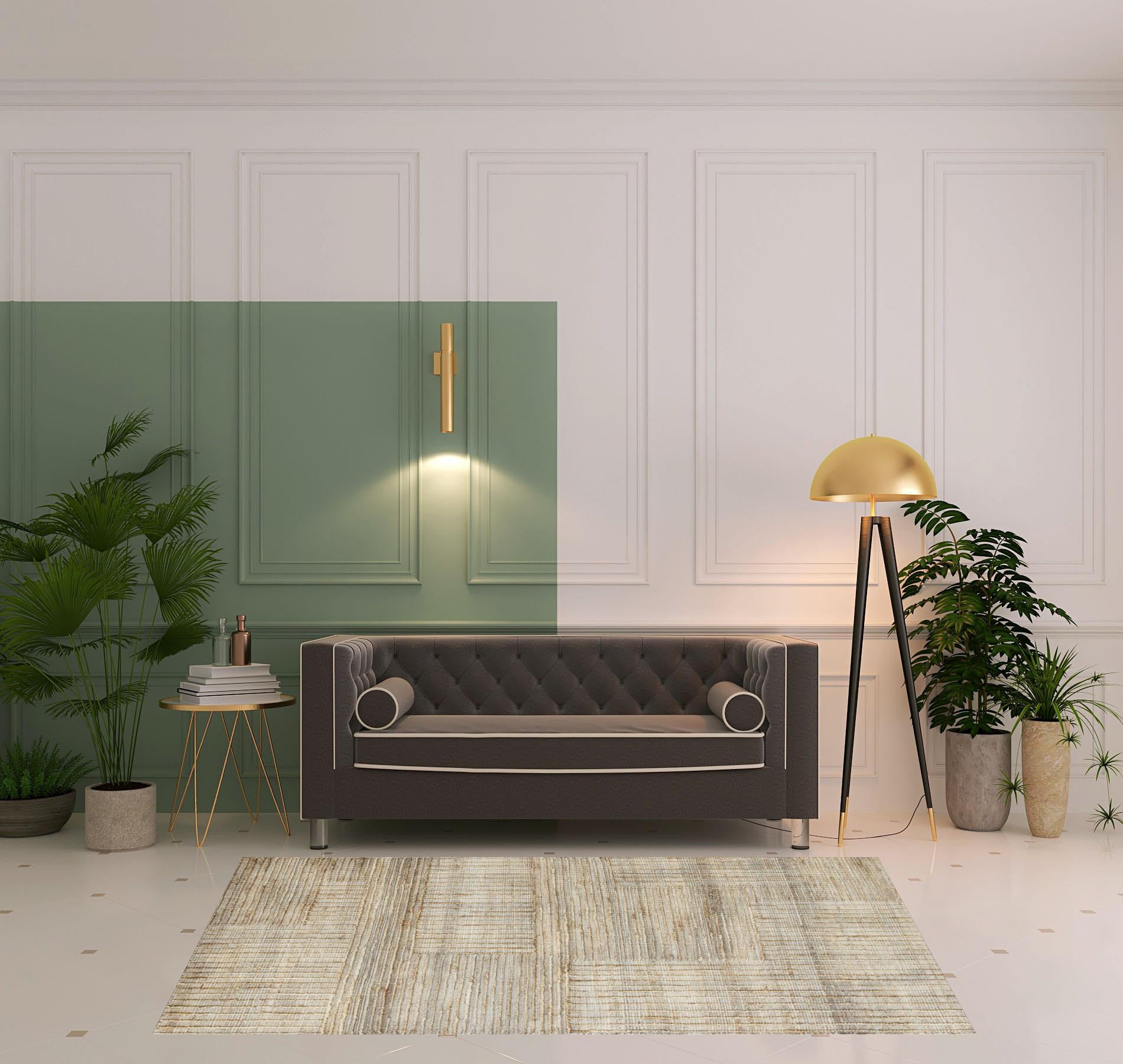 5' x 8' Brown Striped Hand Woven Area Rug