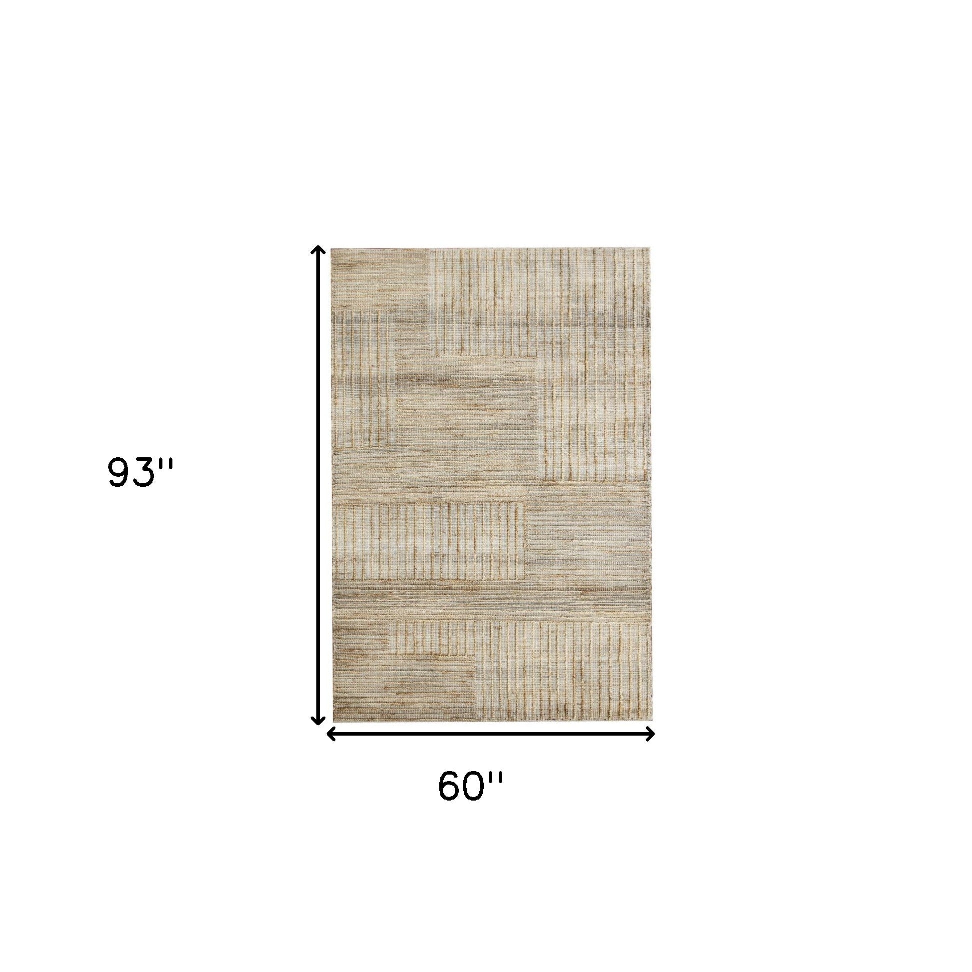 5' x 8' Brown Striped Hand Woven Area Rug