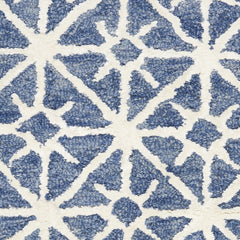 8' x 10' Blue and Off White Geometric Hand Tufted Area Rug