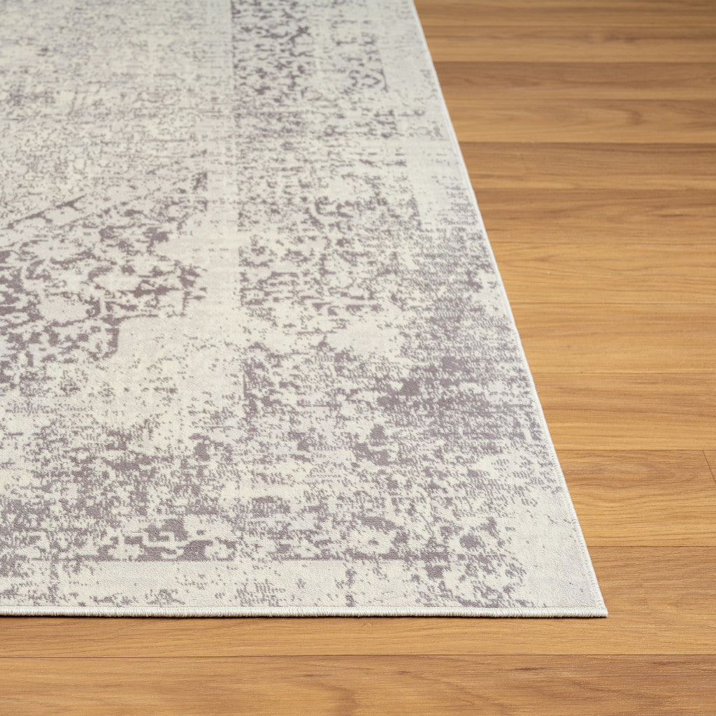 8' x 10' Gray Medallion Washable Non Skid Area Rug