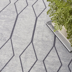 8' x 10' Ivory and Gray Geometric Power Loom Washable Area Rug
