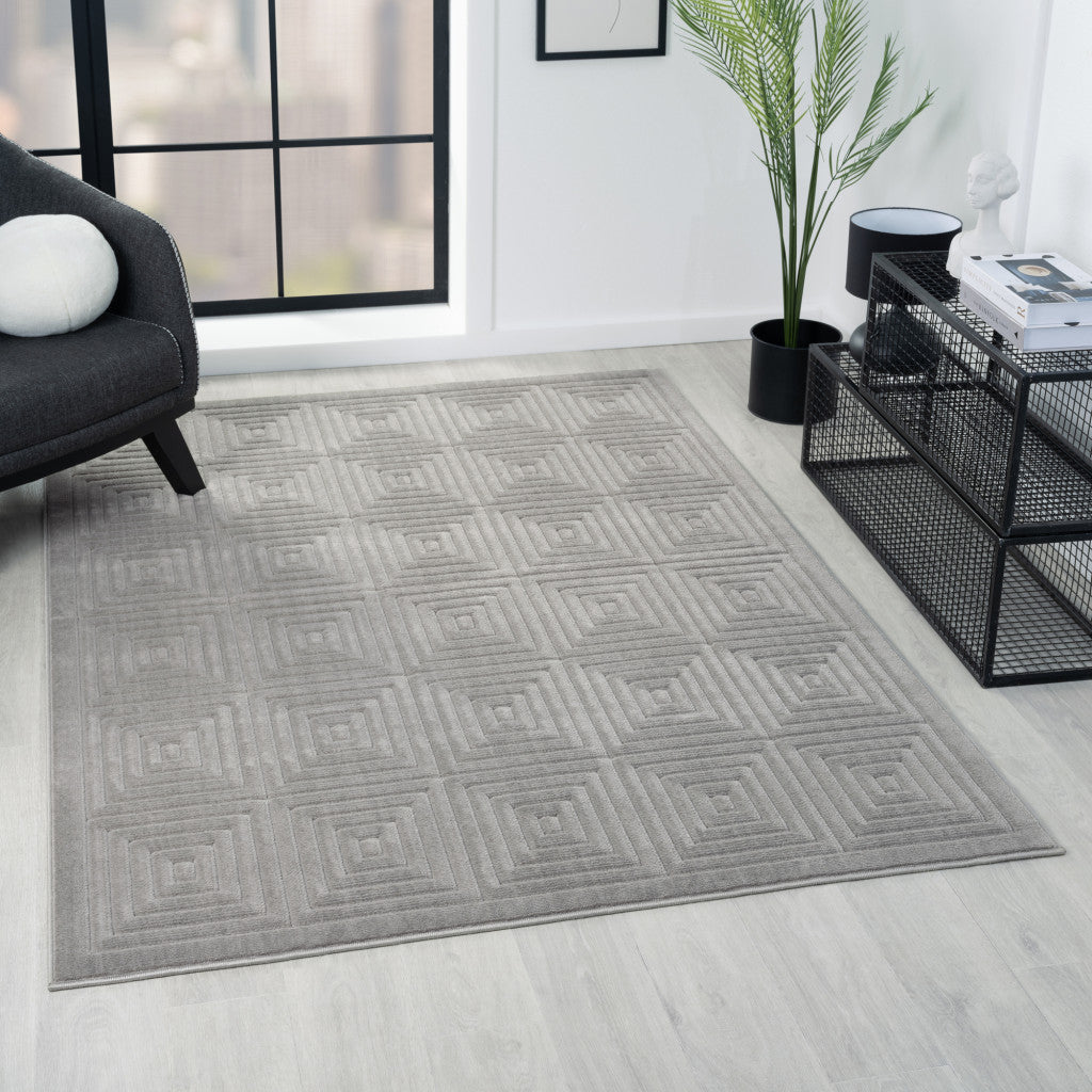 5' x 7' Gray Geometric Area Rug