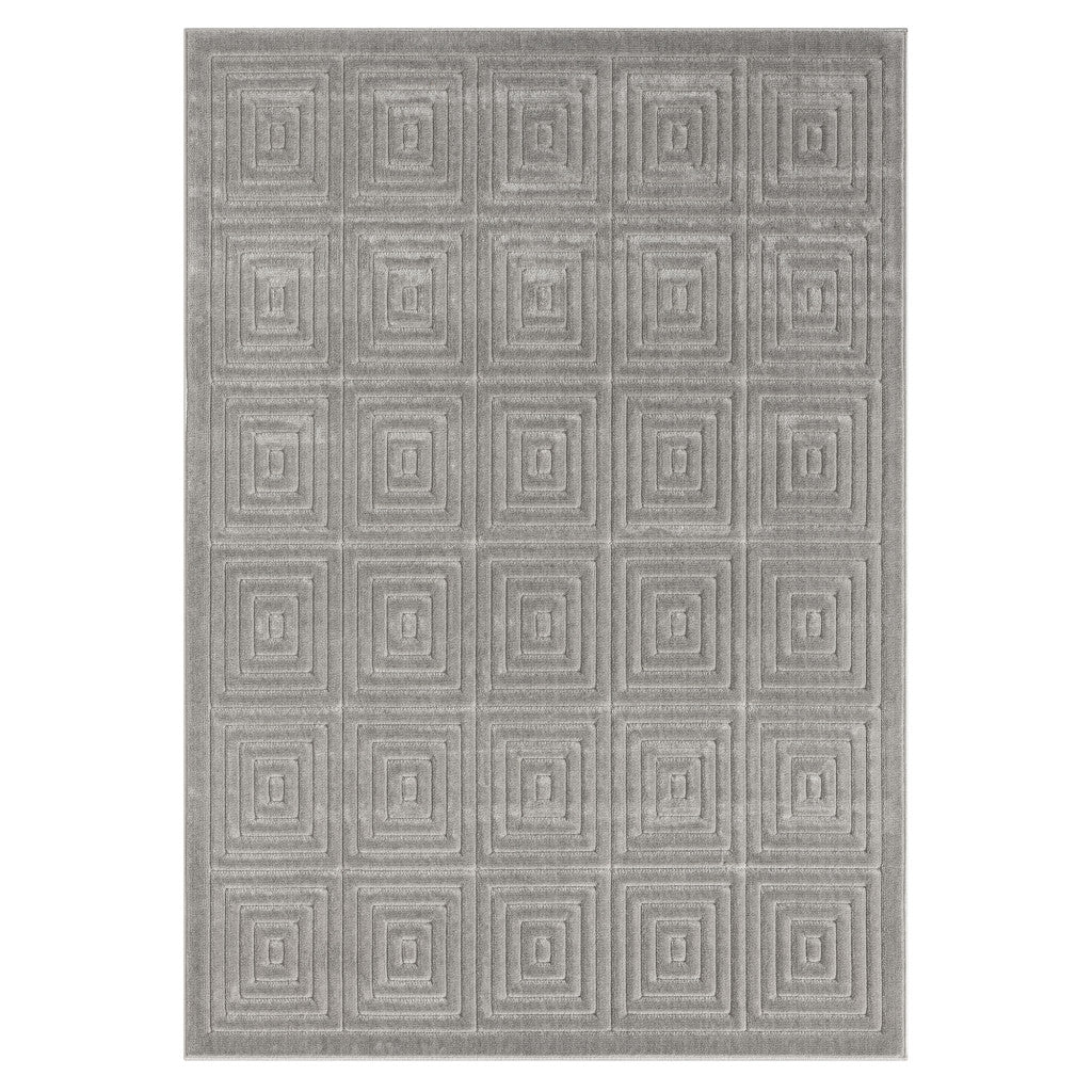 5' x 7' Gray Geometric Area Rug