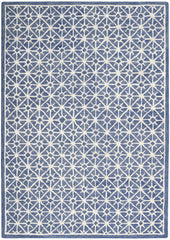 5' x 7' Blue and Off White Geometric Hand Tufted Area Rug