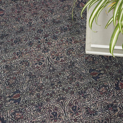 8' x 10' Blue and Brown Oriental Power Loom Distressed Washable Non Skid Area Rug