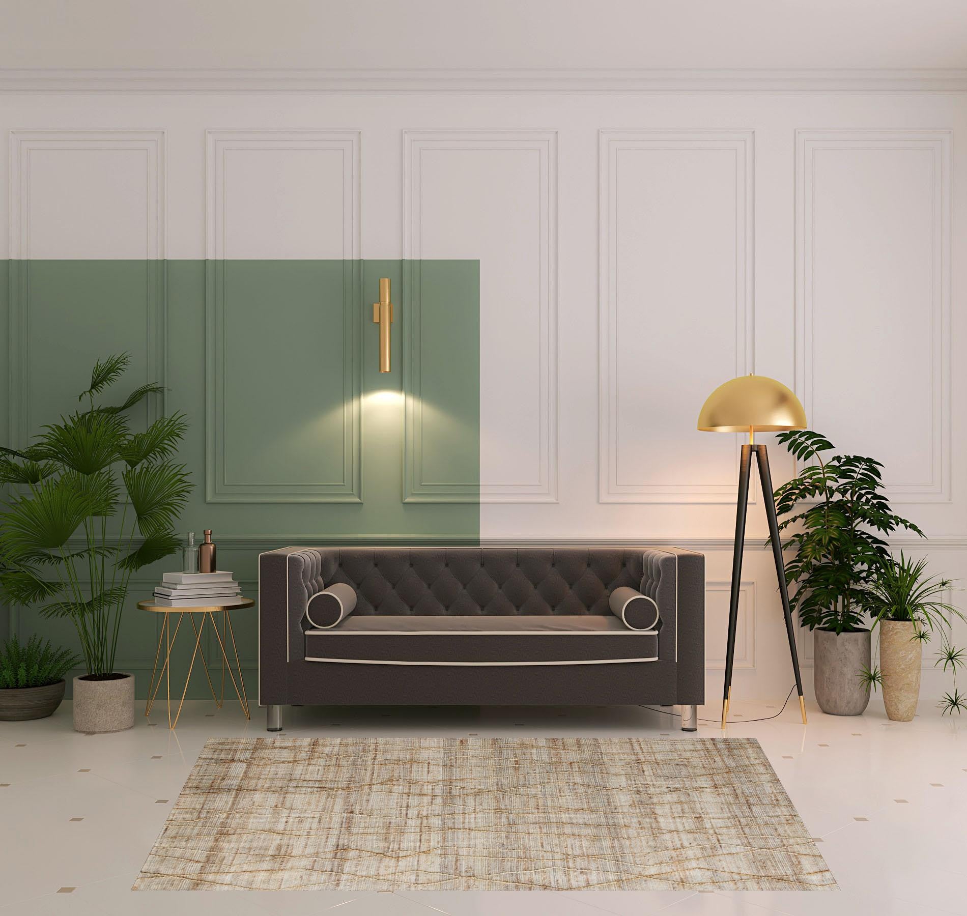 5' x 8' Brown Abstract Hand Woven Area Rug