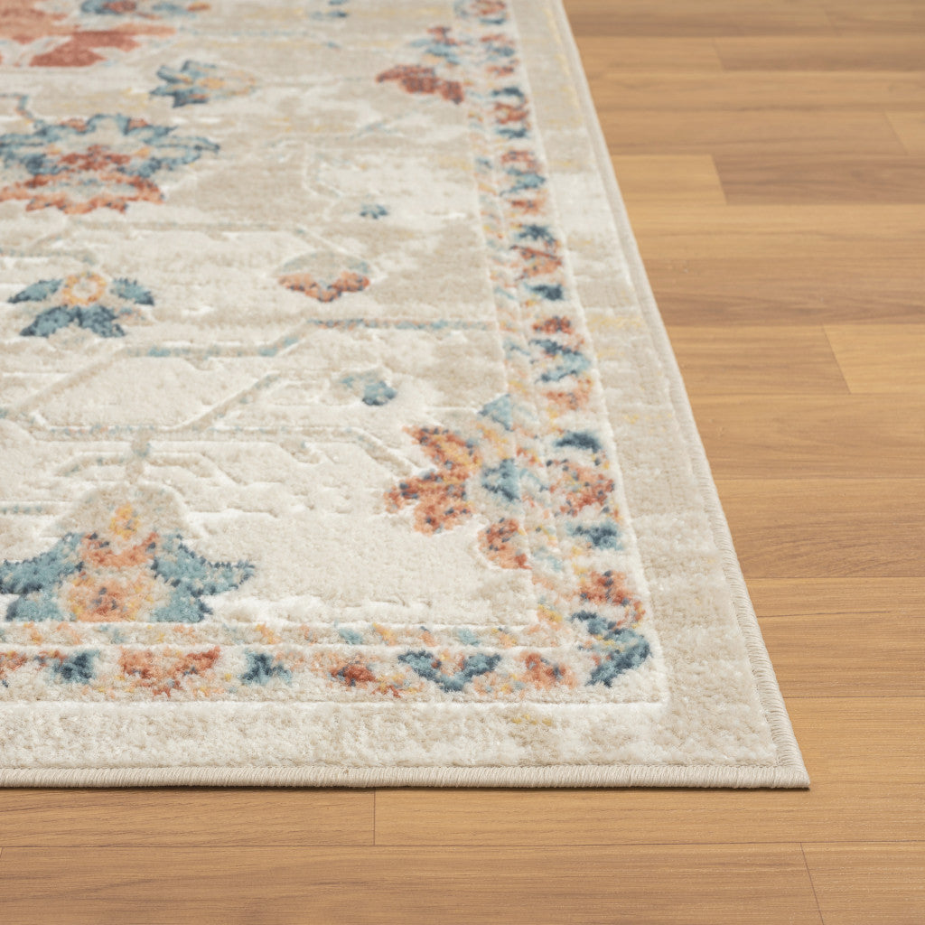 8' Ivory Medallion Runner Rug