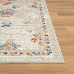 8' Ivory Medallion Runner Rug