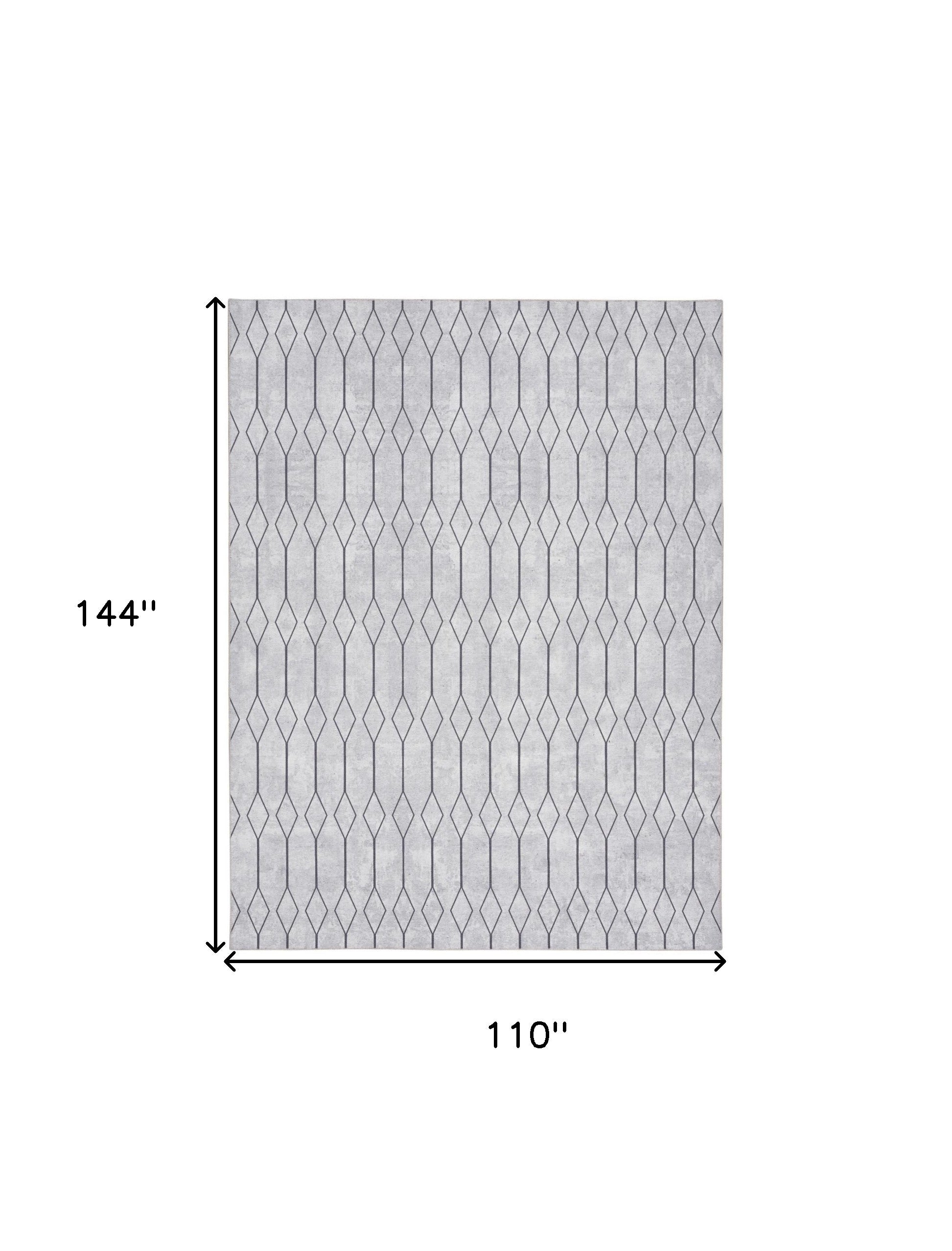 9' x 12' Ivory and Gray Geometric Power Loom Washable Area Rug