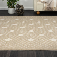 5' x 7' Beige Geometric Area Rug