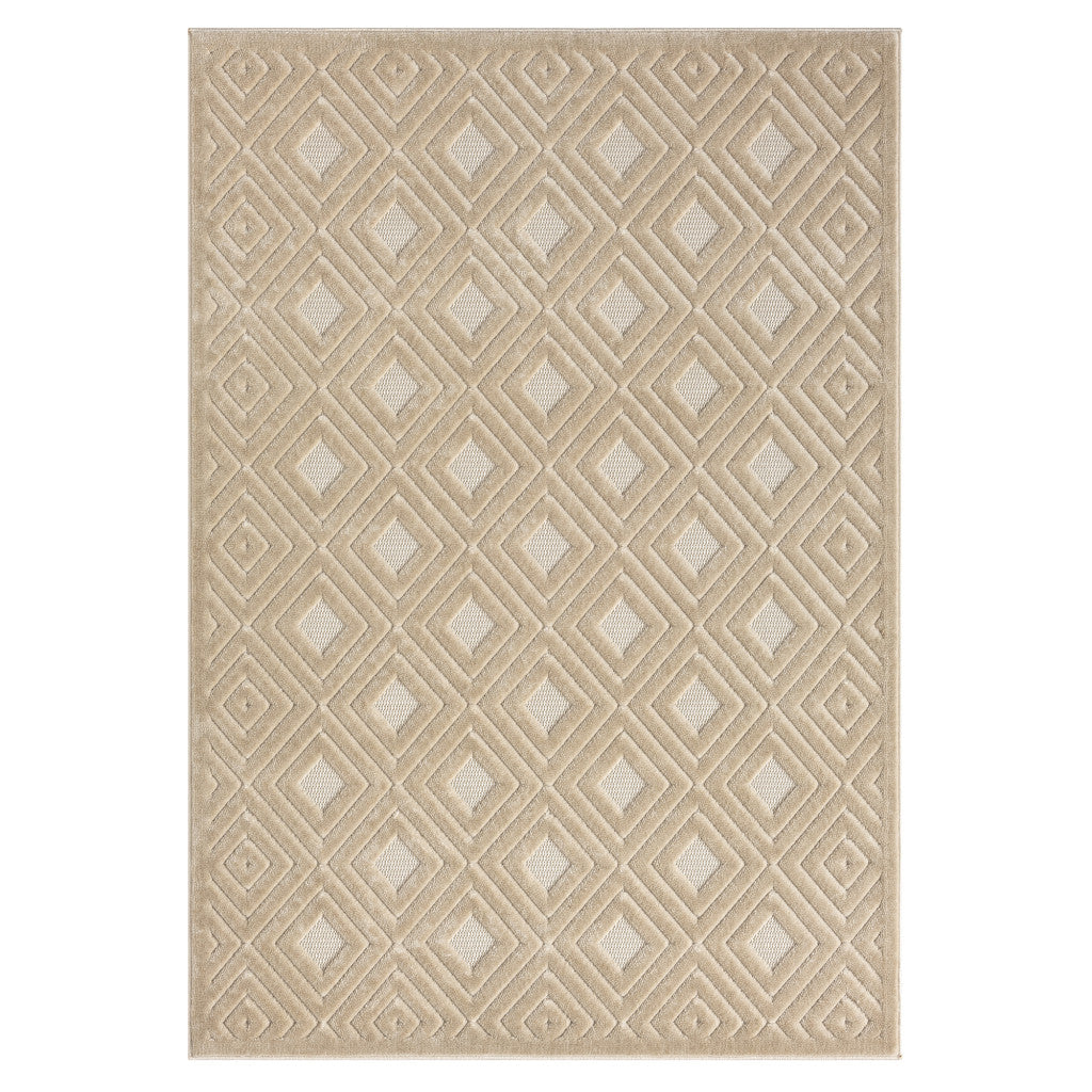 5' x 7' Beige Geometric Area Rug
