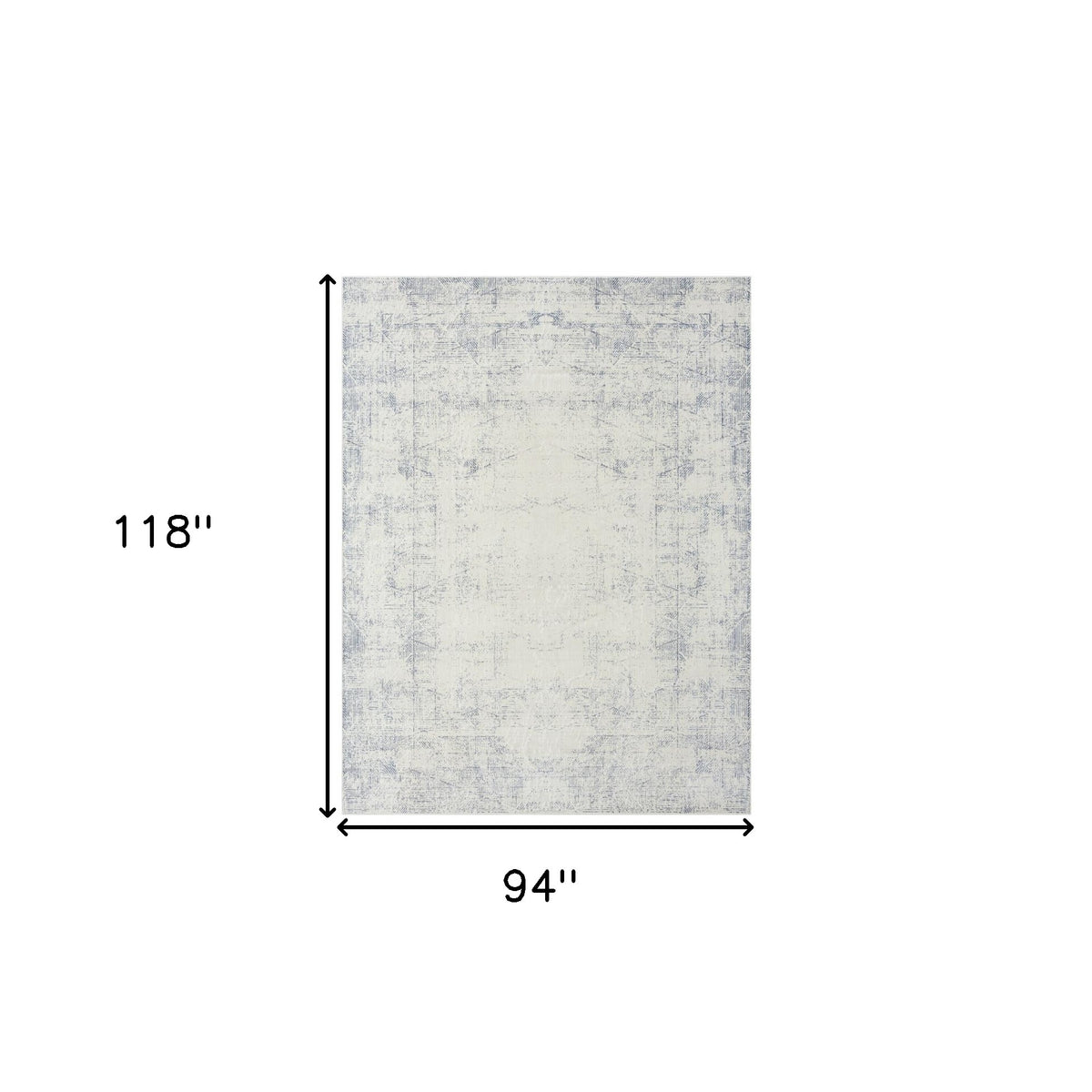 8' x 10' Gray Abstract Washable Non Skid Area Rug