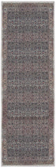 6' Blue and Brown Oriental Power Loom Distressed Washable Non Skid Runner Rug
