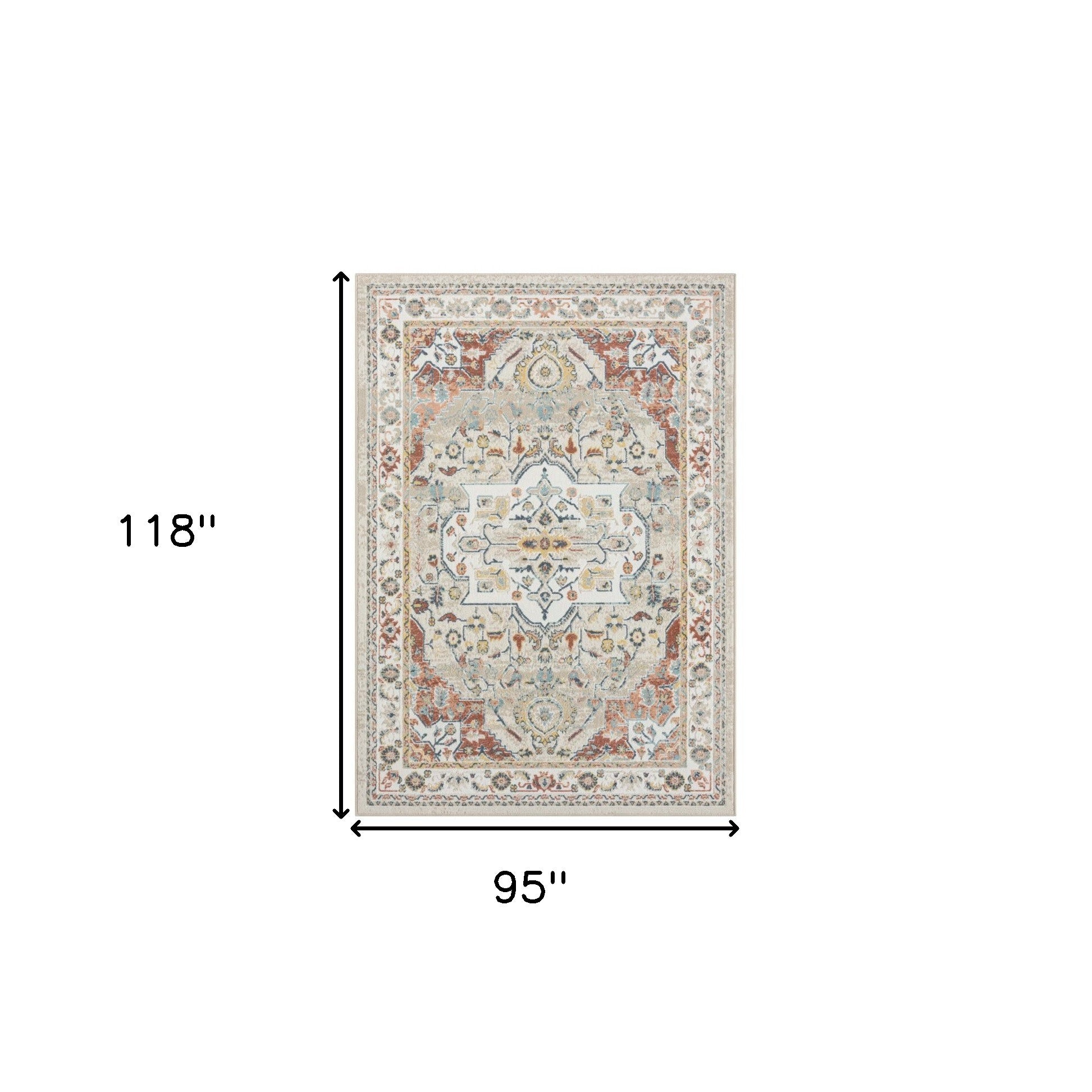 8' x 10' Ivory Abstract Area Rug